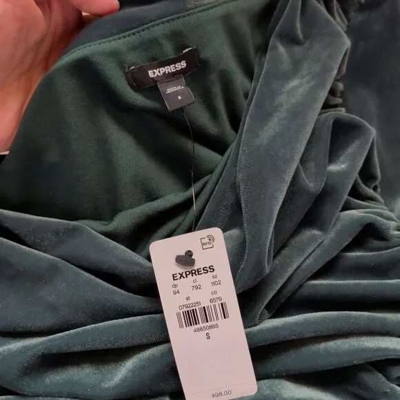 New EXPRESS Velvet One Shoulder Ruched Cutout Jumpsuit Size Small S - Picture 10 of 12